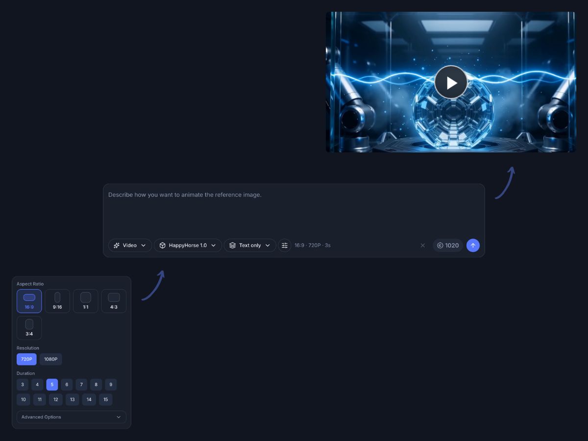 Prompt to video generation with HappyHorse AI