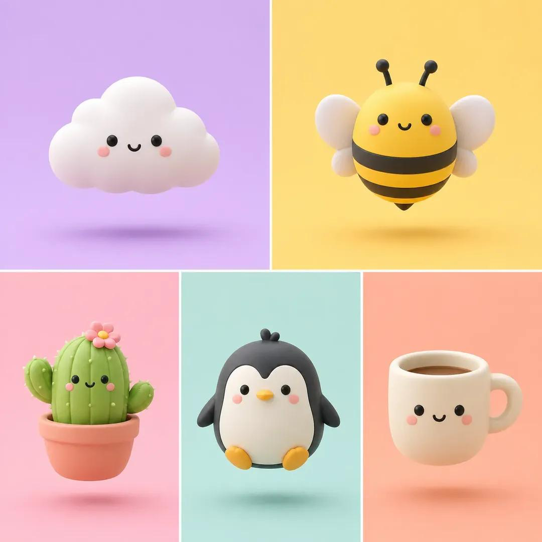 GPT Image 2 preview rendered in 3d-render, clay, and minimalist styles, featuring Product Packshot, Minimal Background, Color Palette, and Feature Icons.