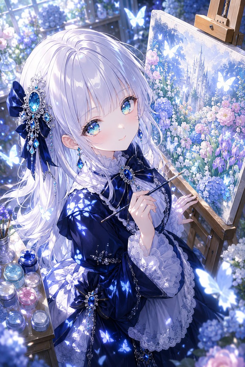 GPT Image 2 preview rendered in anime, digital-illustration, and dreamy-soft styles, featuring Human Figure, Fashion Styling, Magic Atmosphere, Interior Scene, Floral Elements, Animal Subject, Nature Elements, and Gothic Theme.
